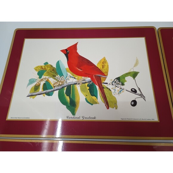 pimpernel placemats set 4 Audubon Birds Red Cardinal Indigo Grosbeak Cork Havell - Picture 2 of 10